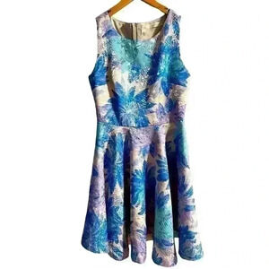 luna boutique dress mini floral blue purple multicolor like new short size small